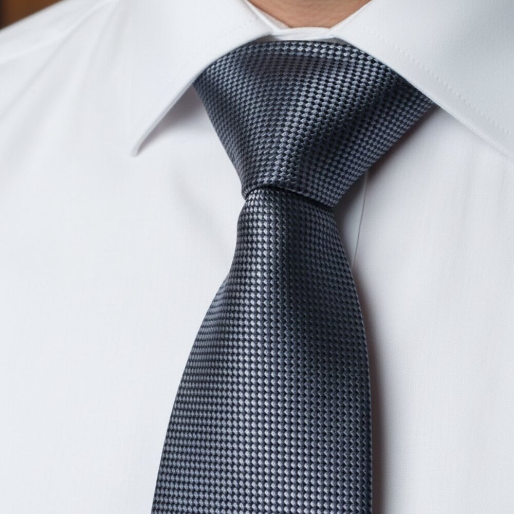 Michael Kors Blue Navy Geometric Micro-Pattern Silk Tie 3.5" Classic Width